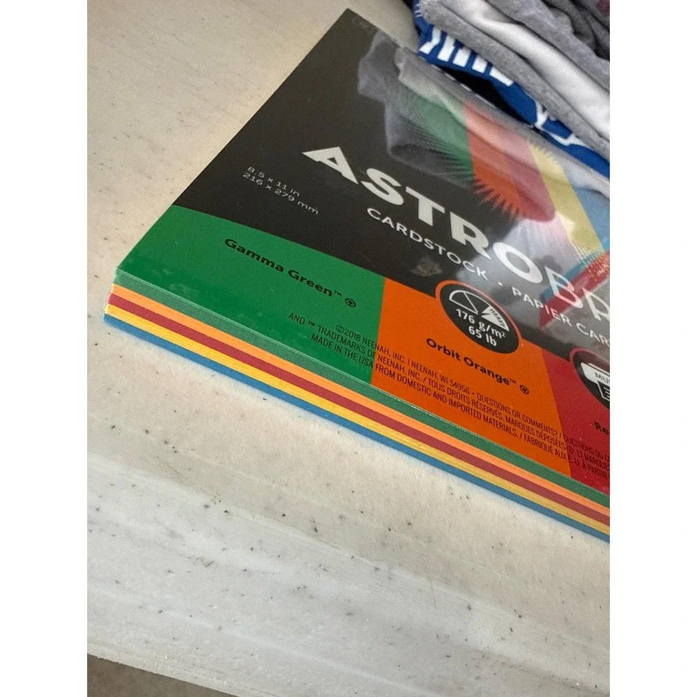 Astrobrights Primary Cardstock 8.5 x 11 65‎ lb 50 Sheets Multi Color 99325